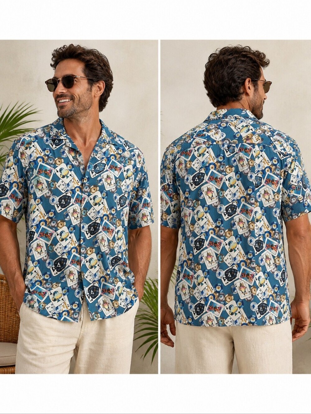 Tommy Bahama Stack The Deck Playing Cards Silk Button Front Hawaiian Shirt XL